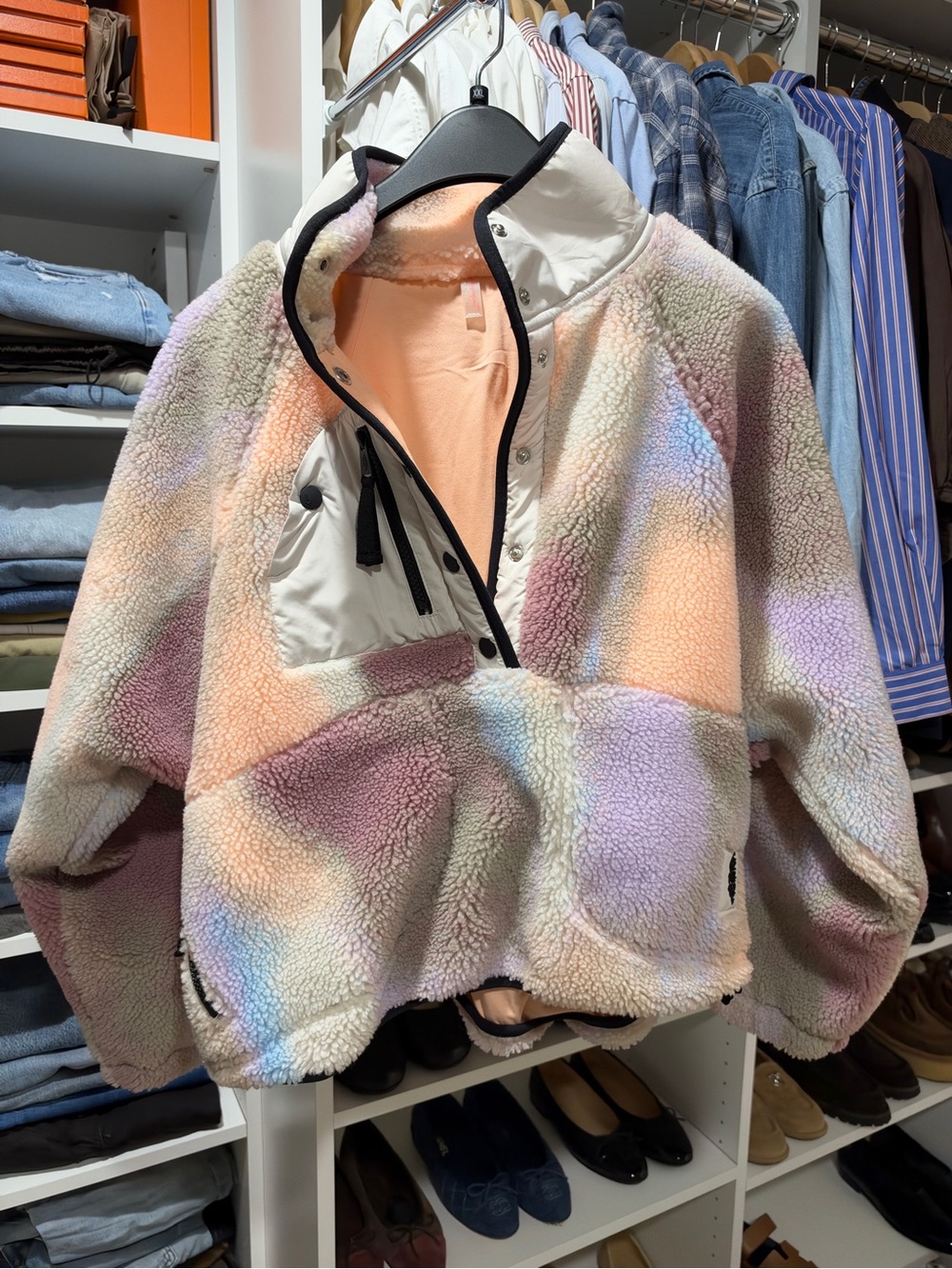 FP Movement by Free People Pastel Tie-Dye Sherpa Pullover Jacket size small - Picture 7 of 10